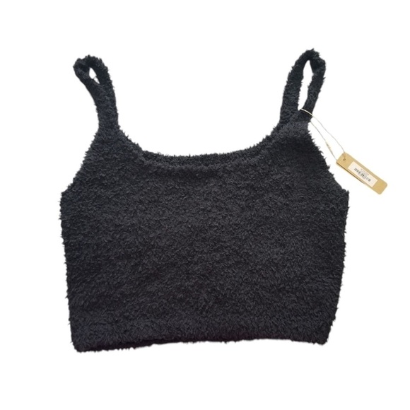 Skims G1 Cozy Knit Crop Camisole Boucle Onyx Black 4X/5X NWT - Picture 2 of 5